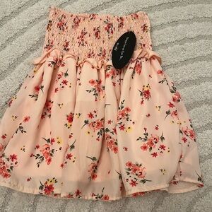 Red and Pink Bubble Mini Skirt with Smocked Waist